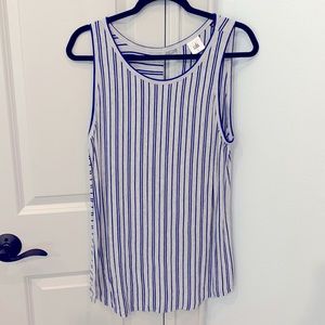 CAbi blue and gray sleeveless long tank top size L